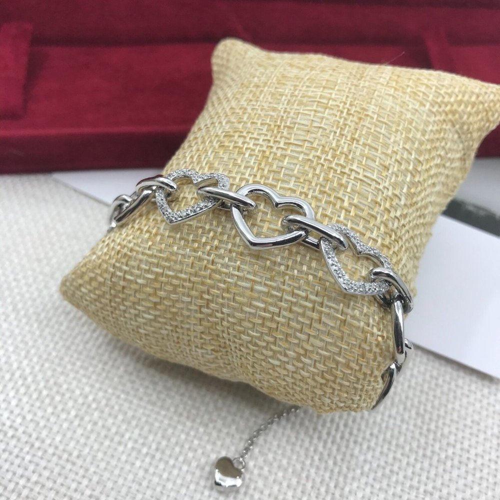 Authentic Affinity Diamonds Sterling Silver Hearts Bracelet - Picture 10 of 12